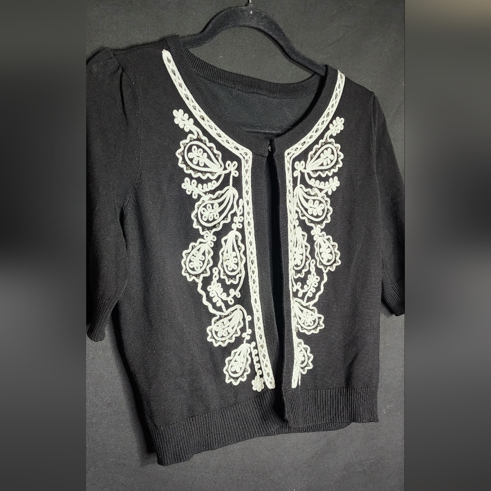 Black Cardigan w/ white Soutache trim